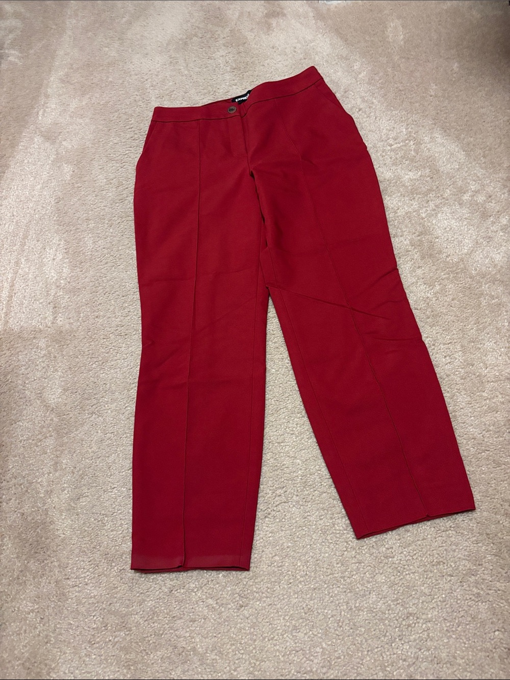 Express Red Cropped Straight-Leg Women's Pants